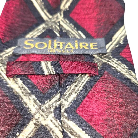 Solitaire 100% Silk Luxury Fashion Tie 3 3/4 wide 58 long - Picture 2 of 3